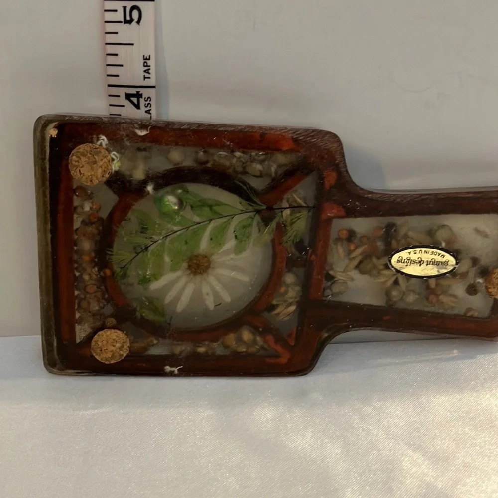 Vintage‎ Spoon Rest Lucite with Natural Inlay